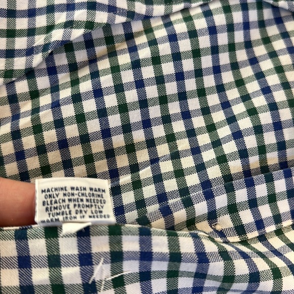 Polo by Ralph Lauren Classic Fit Dress Shirt. White/Blue/Green Cross Pattern - Picture 8 of 9